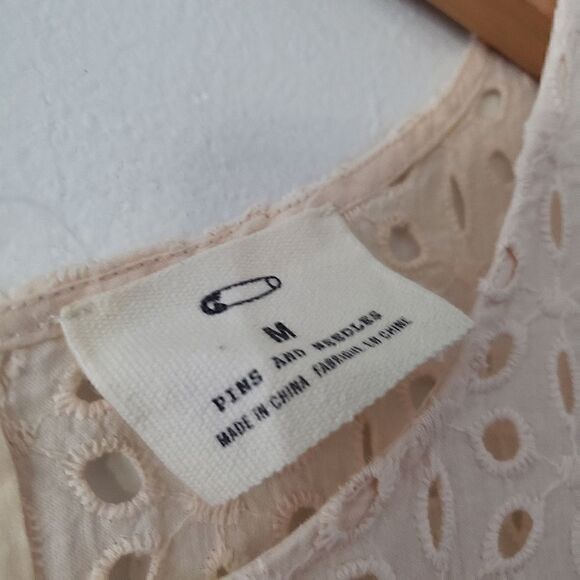 Pins & Needles Peplum Eyelet Tank Top Pink M - Picture 4 of 6